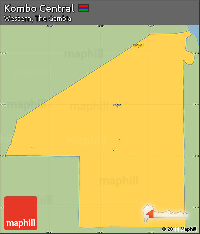 Savanna Style Simple Map of Kombo Central, single color outside