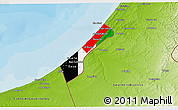 Flag 3D Map of Gaza Strip, physical outside, bathymetry sea, flag rotated