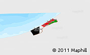 Flag Panoramic Map of Gaza Strip, single color outside, bathymetry sea, flag rotated