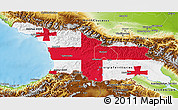 Flag 3D Map of Georgia, physical outside