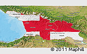 Flag 3D Map of Georgia, satellite outside, bathymetry sea, flag centered