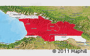 Flag 3D Map of Georgia, satellite outside, bathymetry sea, flag aligned to the middle