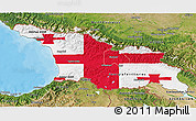 Flag 3D Map of Georgia, satellite outside, bathymetry sea, flag rotated