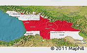 Flag 3D Map of Georgia, satellite outside, flag centered