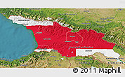 Flag 3D Map of Georgia, satellite outside, flag aligned to the middle