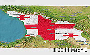 Flag 3D Map of Georgia, satellite outside, flag rotated