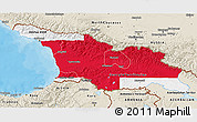 Flag 3D Map of Georgia, shaded relief outside, bathymetry sea, flag aligned to the middle
