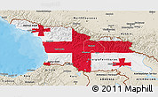 Flag 3D Map of Georgia, shaded relief outside, bathymetry sea