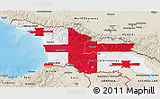 Flag 3D Map of Georgia, shaded relief outside, flag rotated