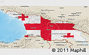 Flag 3D Map of Georgia, shaded relief outside