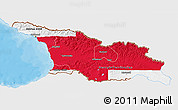 Flag 3D Map of Georgia, single color outside, bathymetry sea, shaded relief sea, flag aligned to the middle