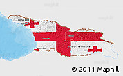 Flag 3D Map of Georgia, single color outside, bathymetry sea, shaded relief sea