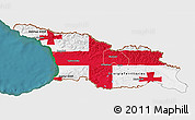 Flag 3D Map of Georgia, single color outside, satellite sea