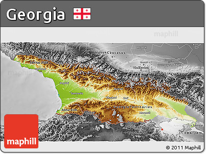 Physical 3D Map of Georgia, desaturated
