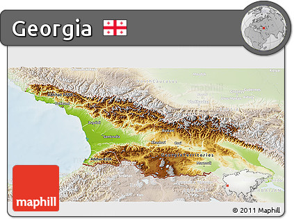 Physical 3D Map of Georgia, lighten