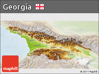 Physical 3D Map of Georgia, lighten