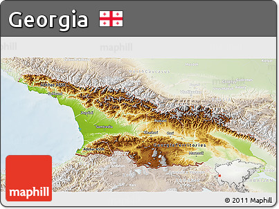 Physical 3D Map of Georgia, lighten