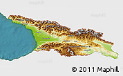 Physical 3D Map of Georgia, single color outside, satellite sea