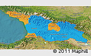 Political 3D Map of Georgia, satellite outside