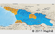 Political 3D Map of Georgia, shaded relief outside