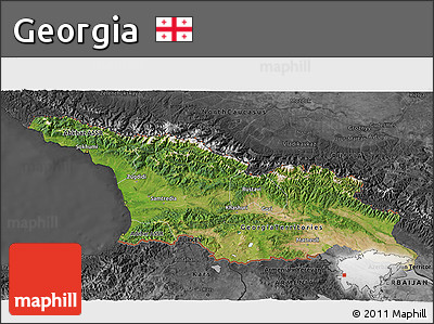 Satellite 3D Map of Georgia, darken, desaturated