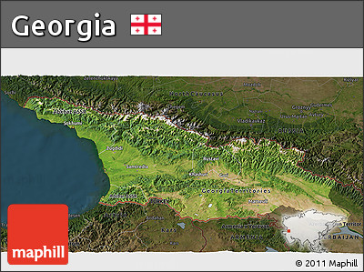 Satellite 3D Map of Georgia, darken