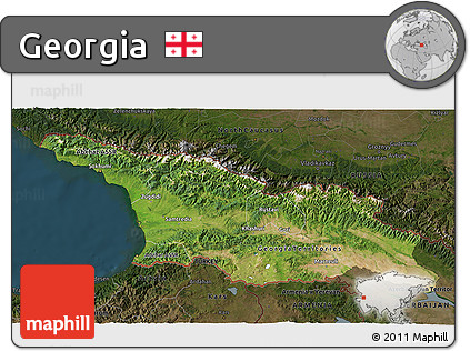 Satellite 3D Map of Georgia, darken