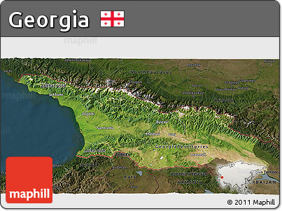 Satellite 3D Map of Georgia, darken