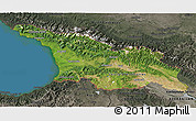 Satellite 3D Map of Georgia, darken, semi-desaturated, land only