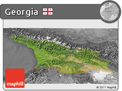 Satellite 3D Map of Georgia, desaturated