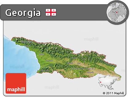 Satellite 3D Map of Georgia, single color outside, shaded relief sea