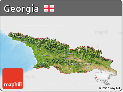 Satellite 3D Map of Georgia, single color outside, shaded relief sea