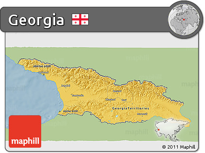 Savanna Style 3D Map of Georgia, single color outside