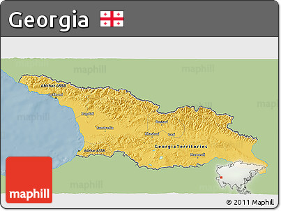 Savanna Style 3D Map of Georgia, single color outside