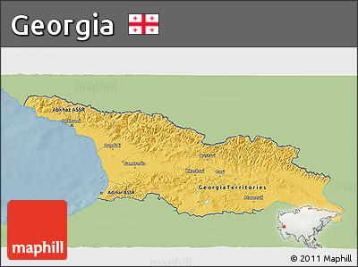 Savanna Style 3D Map of Georgia, single color outside
