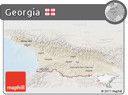 Shaded Relief 3D Map of Georgia, lighten