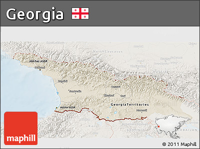 Shaded Relief 3D Map of Georgia, lighten
