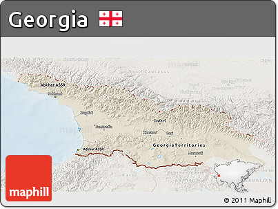 Shaded Relief 3D Map of Georgia, lighten