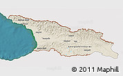 Shaded Relief 3D Map of Georgia, single color outside, satellite sea