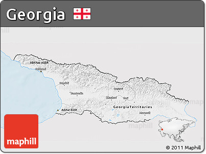 Silver Style 3D Map of Georgia, single color outside