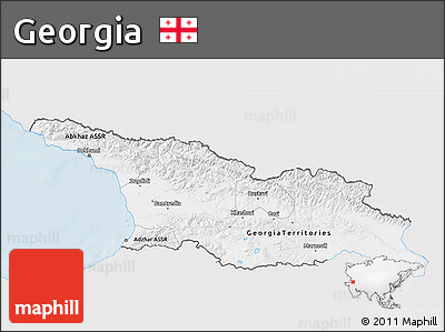 Silver Style 3D Map of Georgia, single color outside