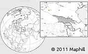 Gray Location Map of Georgia, blank outside, hill shading inside