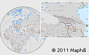 Gray Location Map of Georgia, lighten, desaturated, hill shading