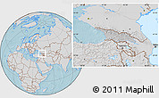 Gray Location Map of Georgia, lighten, desaturated, land only, hill shading