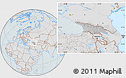 Gray Location Map of Georgia, lighten, hill shading