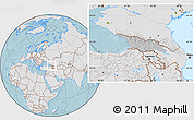 Gray Location Map of Georgia, lighten, land only, hill shading