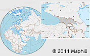 Gray Location Map of Georgia, lighten, land only