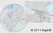 Gray Location Map of Georgia, lighten, semi-desaturated, hill shading