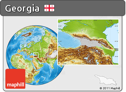 Gray Location Map of Georgia, physical outside
