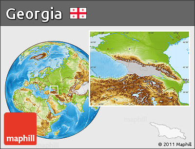 Gray Location Map of Georgia, physical outside